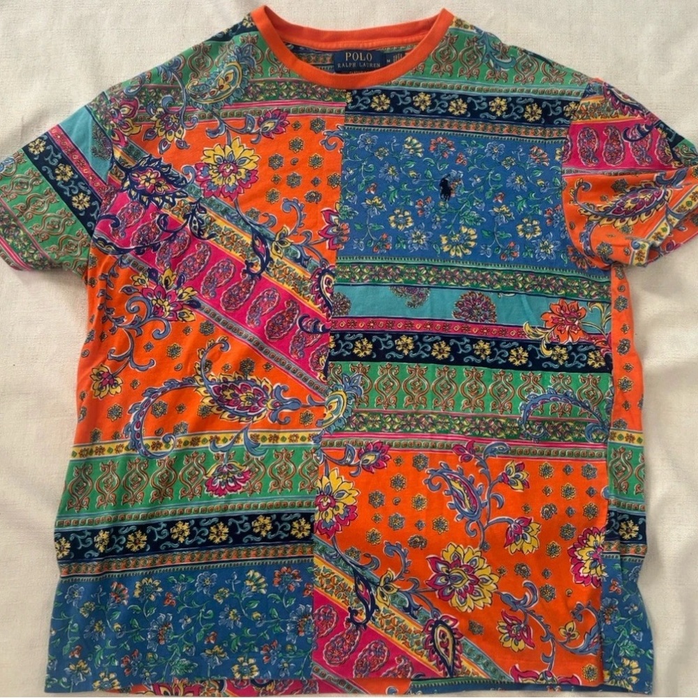 Polo Ralph Lauren Mens Medium T Shirt Color Block Paisley